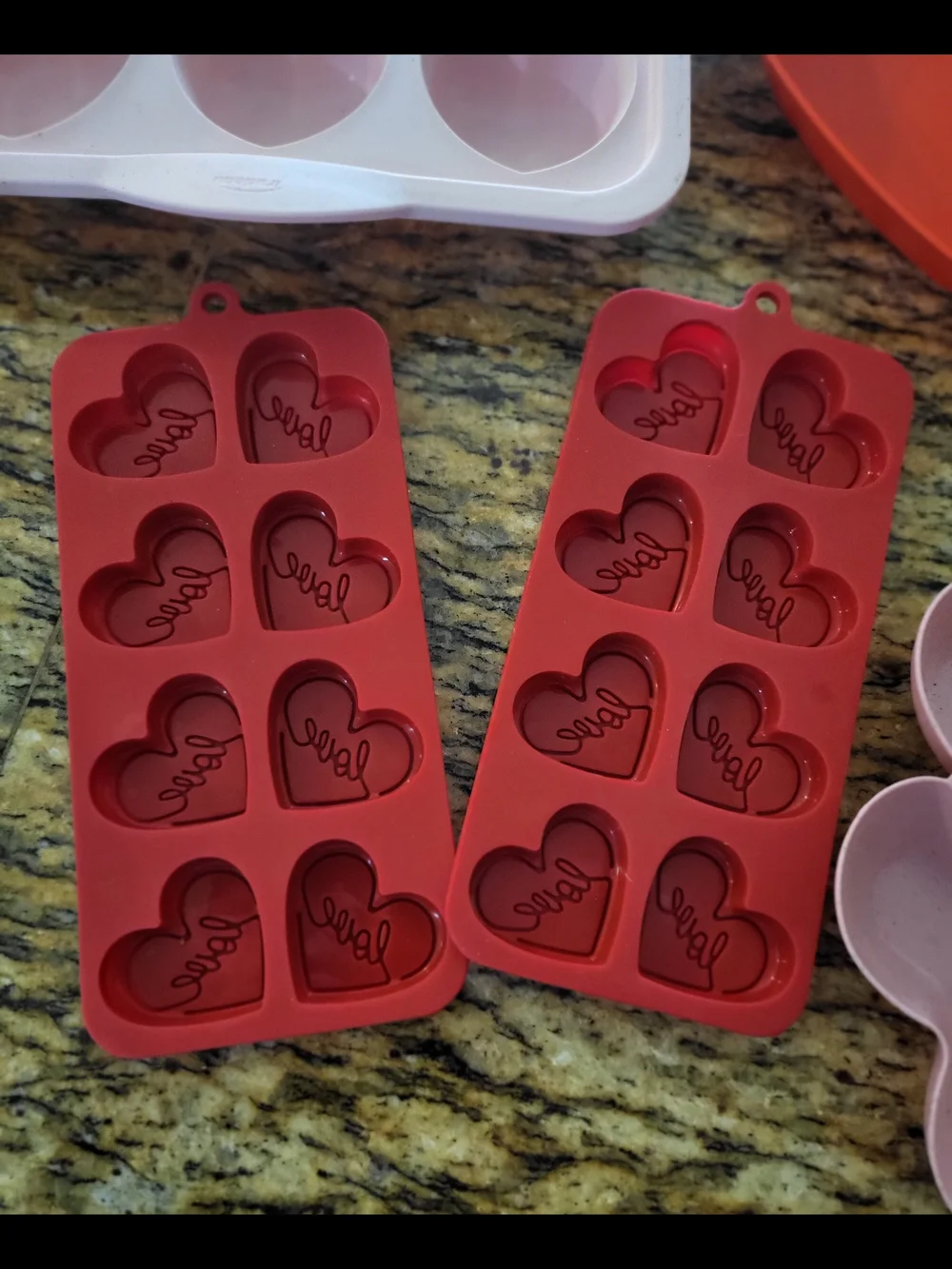9 Piece - Heart-Shaped Silicone Mold Set - Pink & Red